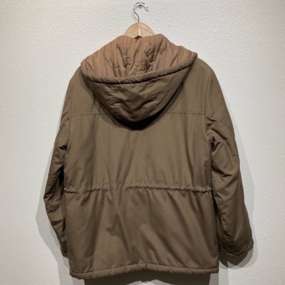 Vintage Brown Oversized utility coat with quilted inside & hood - Picture 15 of 15